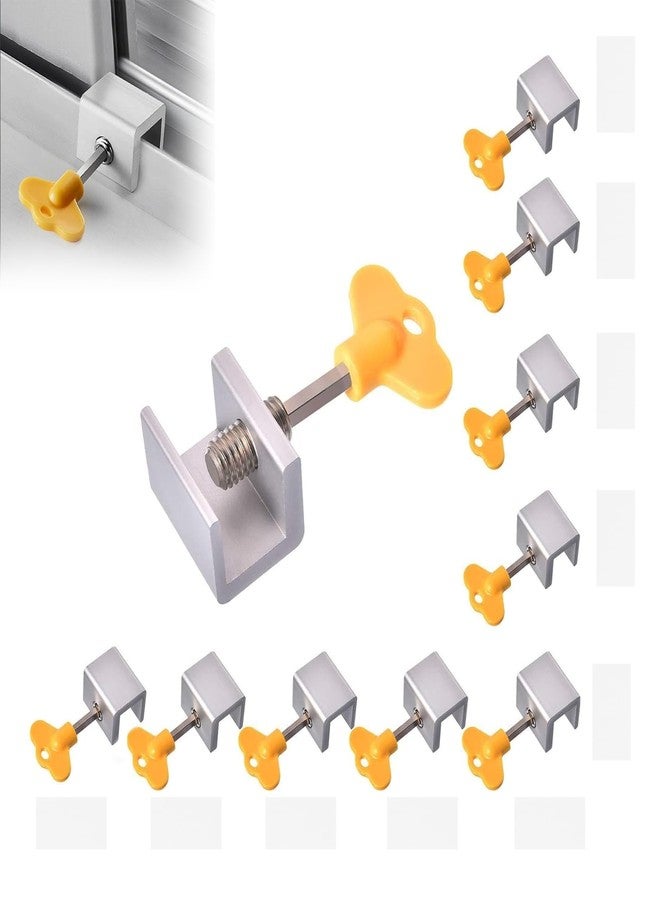 YIHAOSSING Window Locks,10 Sets Sliding Window Locks with Key,No-Drill Install, Aluminum Window Stopper Lock for Burglar Proof for Home - Image 1